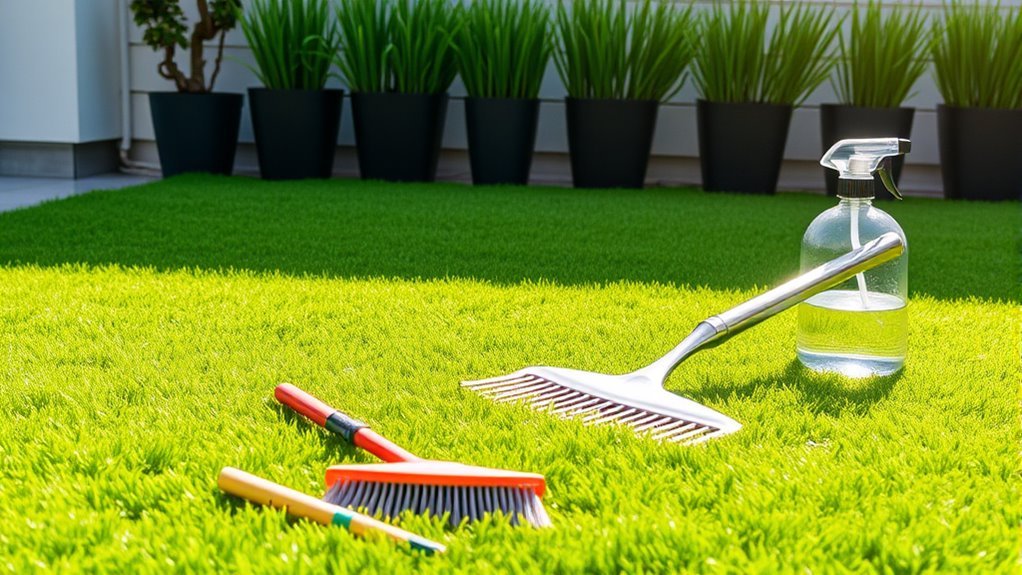 maintain artificial grass cleanliness