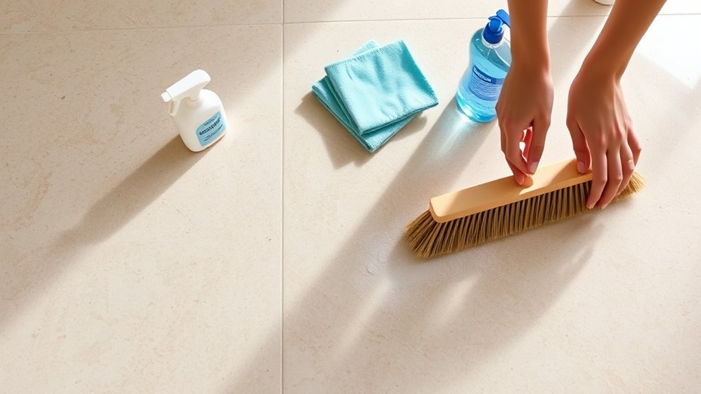 prepare travertine cleaning area