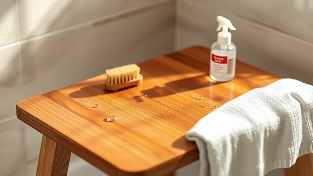 teak shower stool cleaning tips