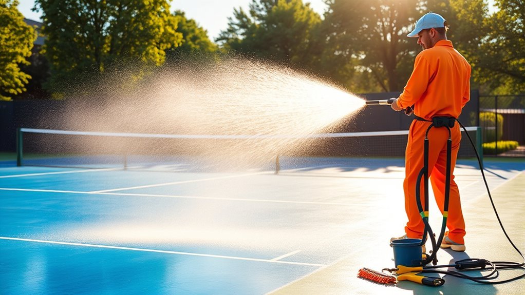 tennis court cleaning preparation