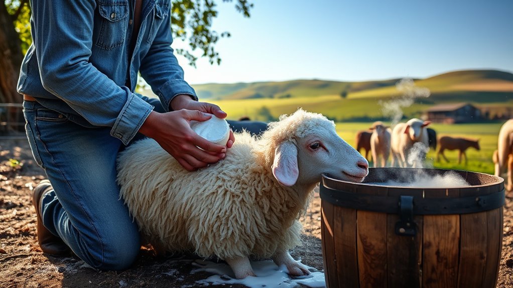 washing and grooming sheep