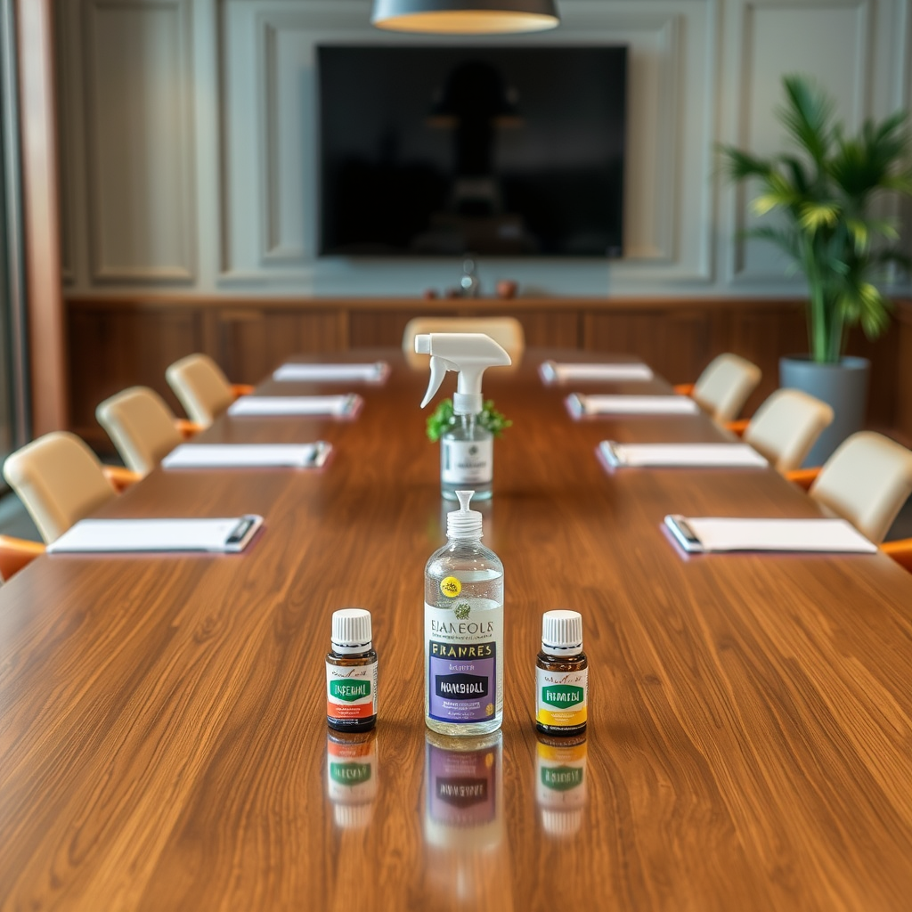 The Best Essential Oils for Cleaning - Using essential oils to clean conference table