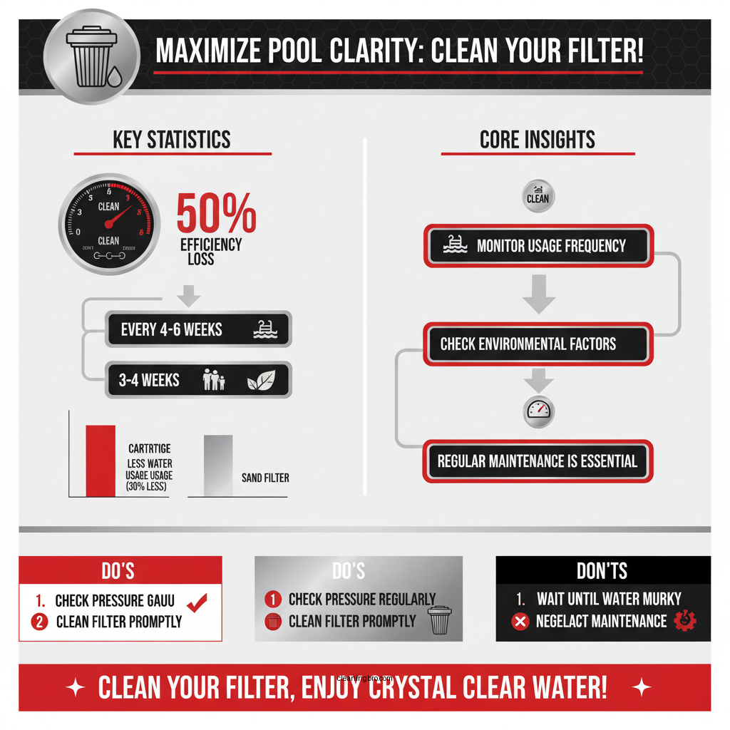 how often should you clean pool filter cartridges - Data Infographic and Statistics