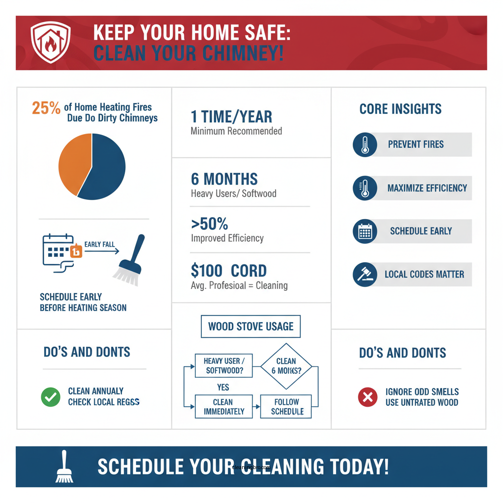 how often to clean wood burning stove chimney - Data Infographic and Statistics
