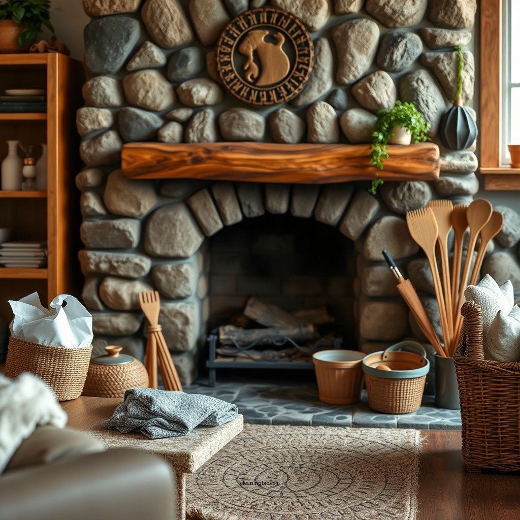 Gather Your Cleaning Supplies - how to clean a rock fireplace