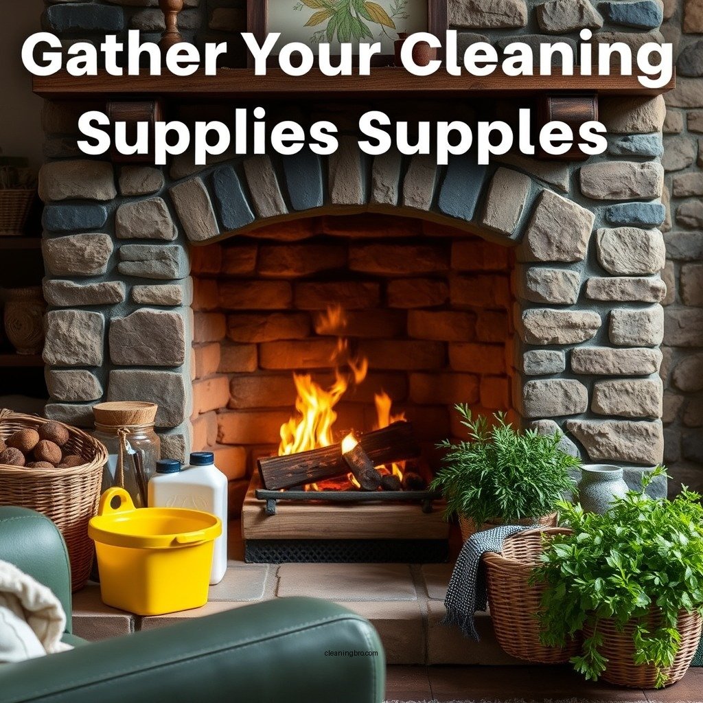 Gather Your Cleaning Supplies - how to clean a stone fireplace