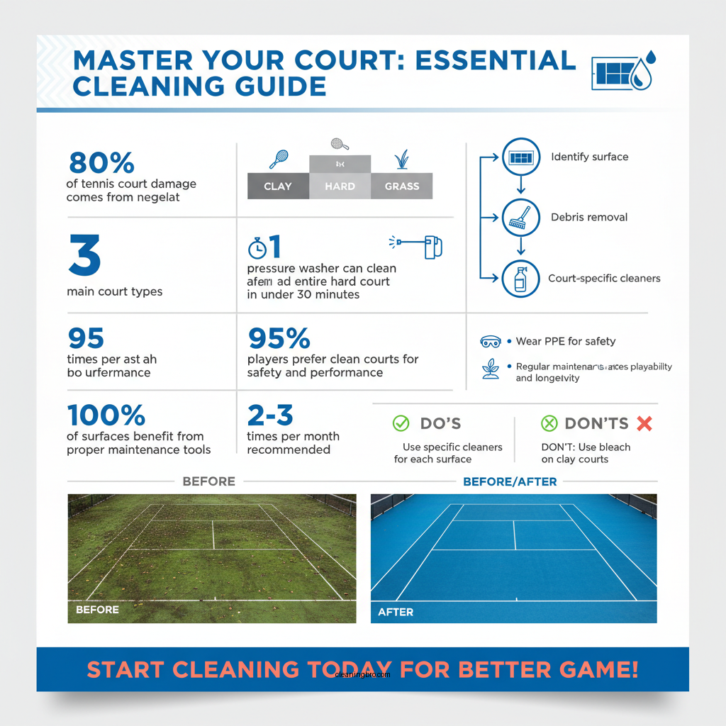 how to clean a tennis court - Data Infographic and Statistics