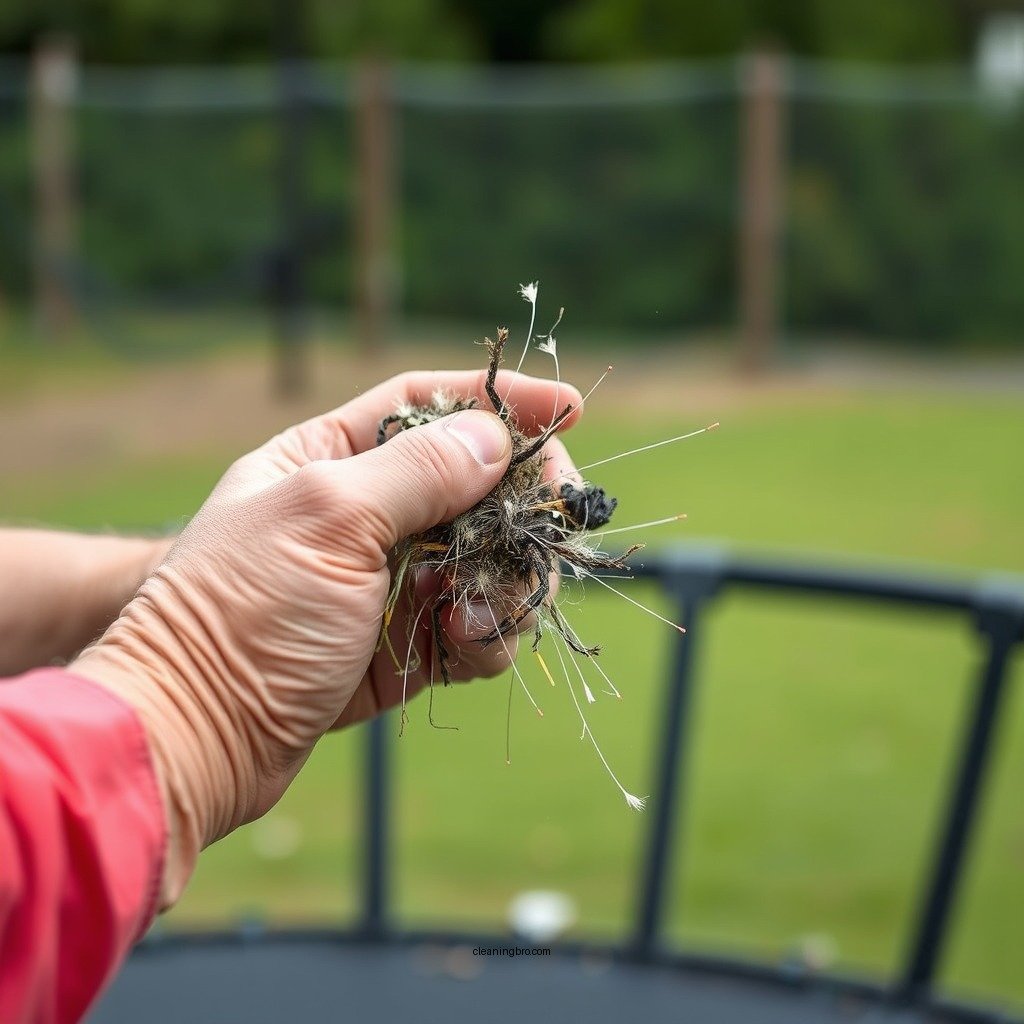 Remove Debris and Inspect - how to clean a trampoline