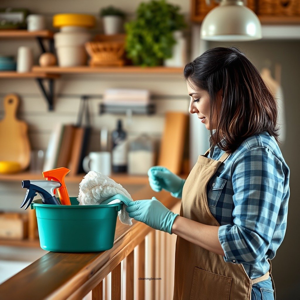 Gather Your Cleaning Supplies - how to clean a wood banister