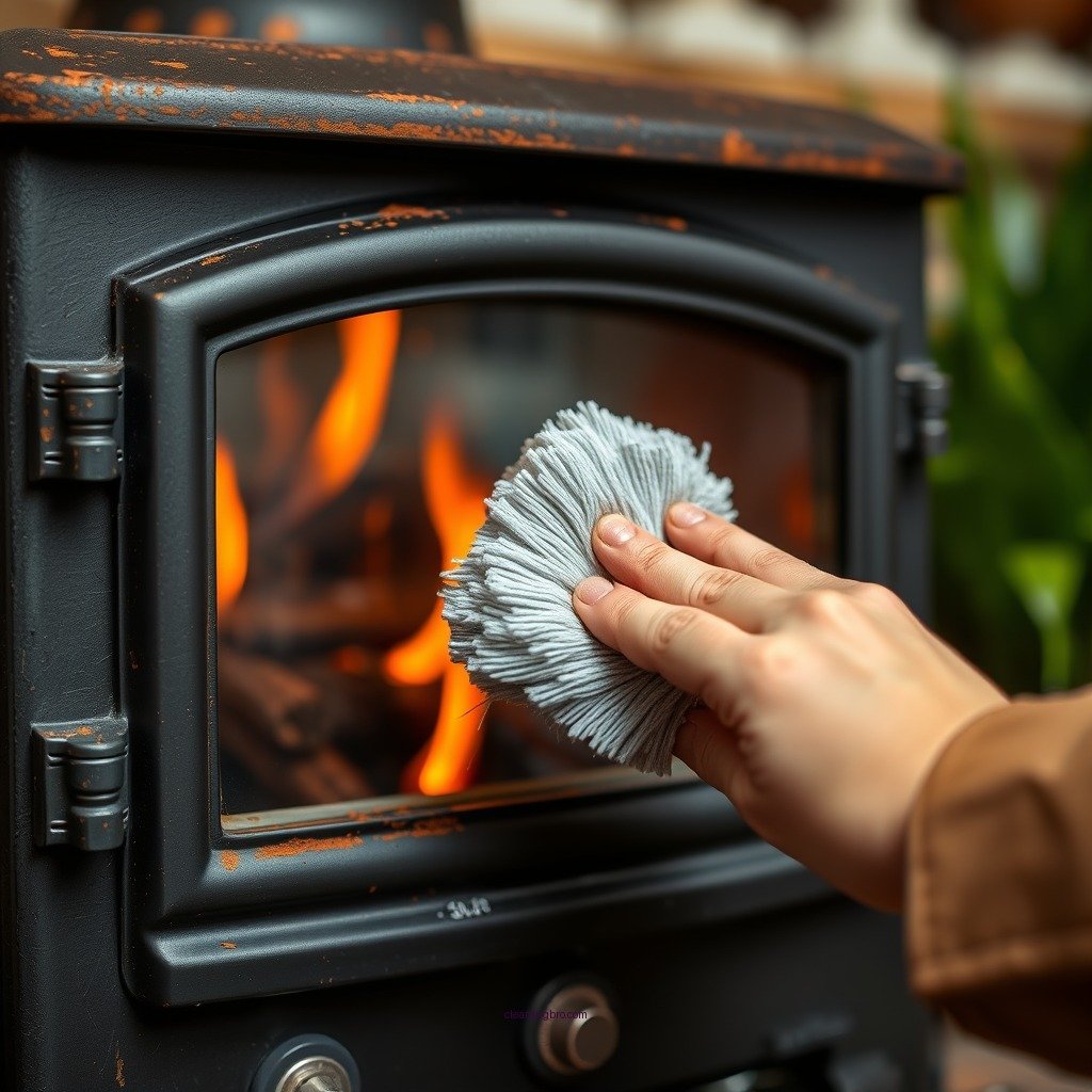 Wipe Down the Exterior - how to clean a wood burning stove on the outside