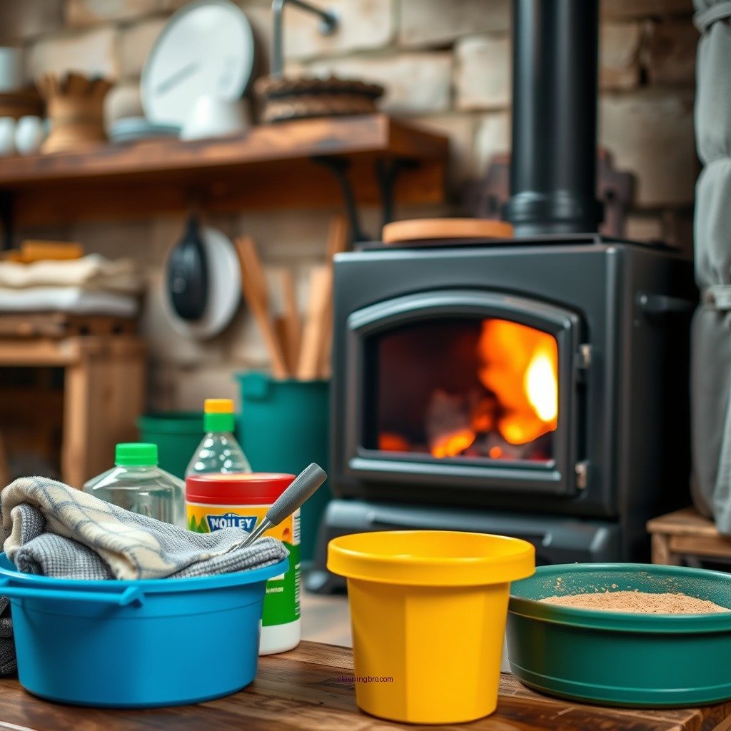 Gather Your Cleaning Supplies - how to clean a wood stove exterior