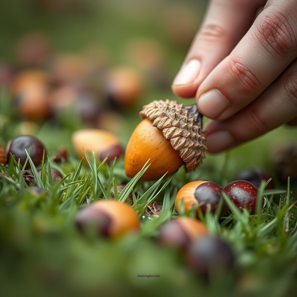 Manual Cleaning Techniques - how to clean acorns from lawn