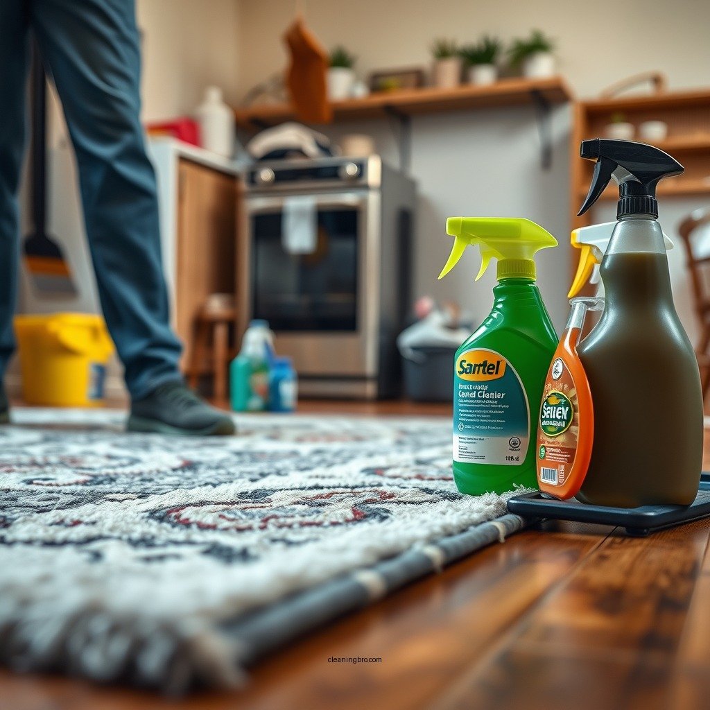 Gather Your Cleaning Supplies - how to clean an area rug on a hardwood floor
