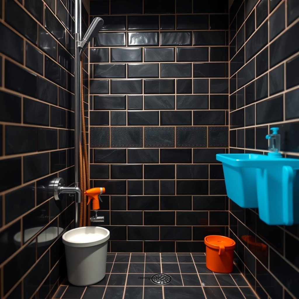 Essential Cleaning Supplies - how to clean black tiles in shower