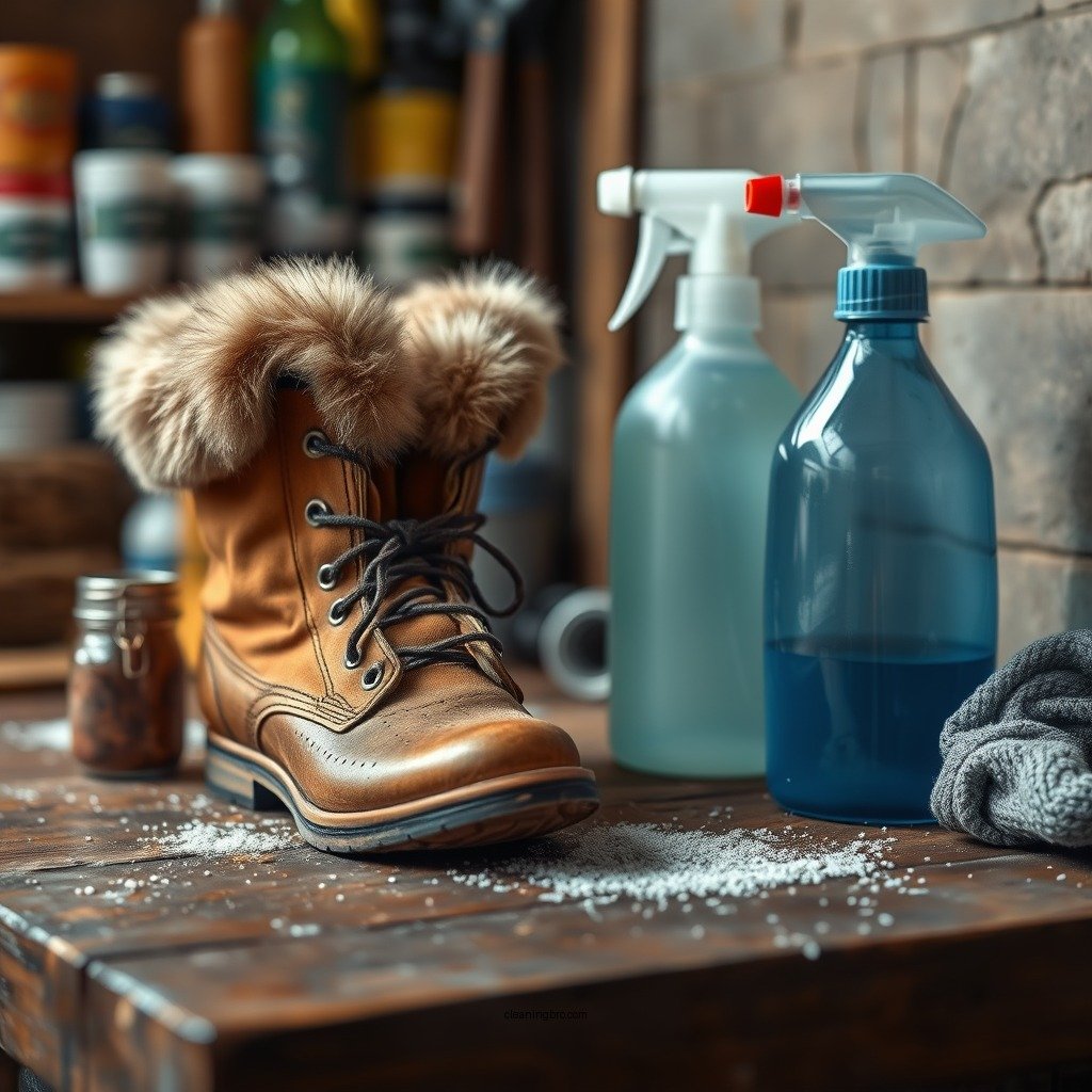 Gathering Cleaning Supplies - how to clean boots with fur