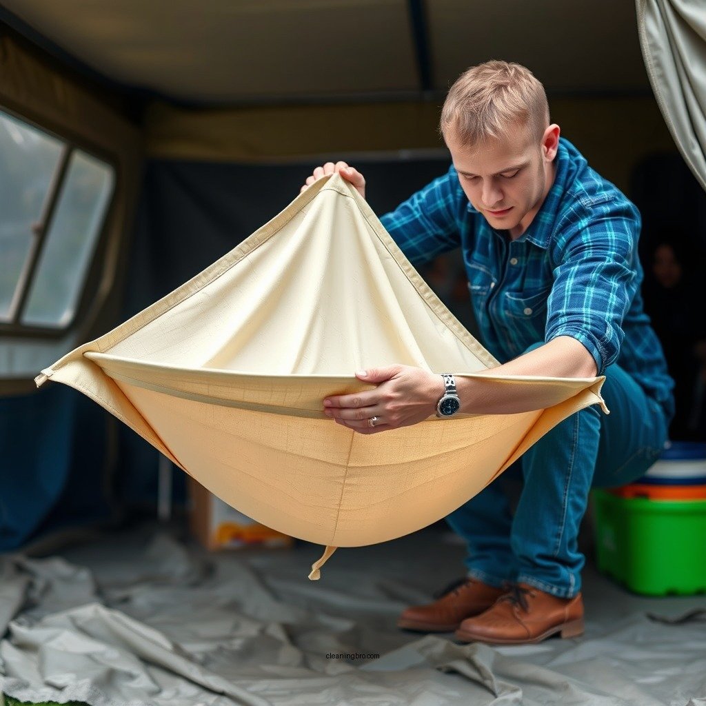 Prepare the Canvas for Cleaning - how to clean canvas on a pop up camper