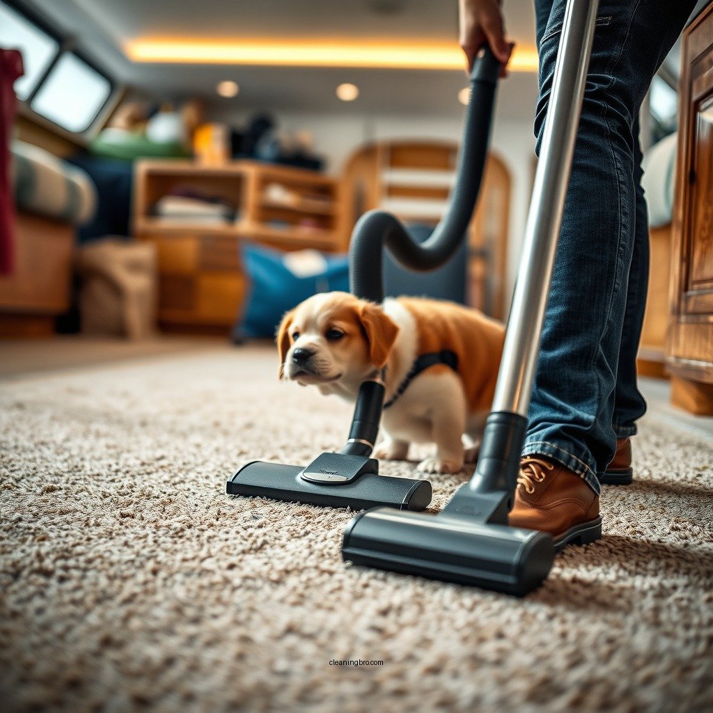 Vacuuming the Carpet - how to clean carpet in boat