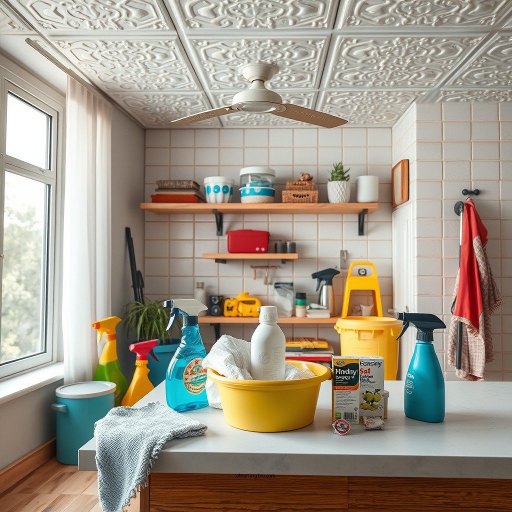 Essential Cleaning Supplies - how to clean ceiling tiles without removing them