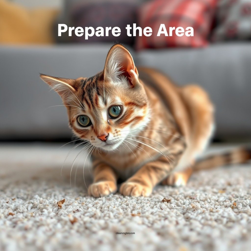 Prepare the Area - how to clean dried cat vomit from carpet