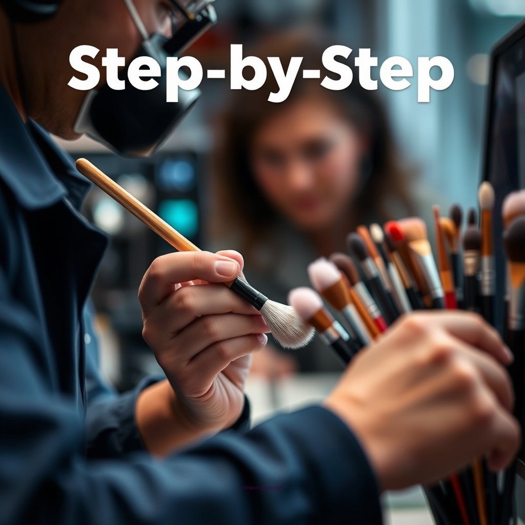 Step-by-Step Cleaning Process - how to clean face paint brushes between clients