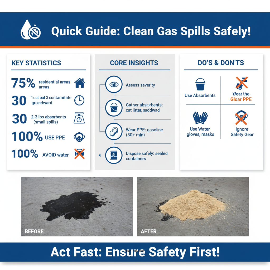 how to clean gas spill on concrete - Data Infographic and Statistics