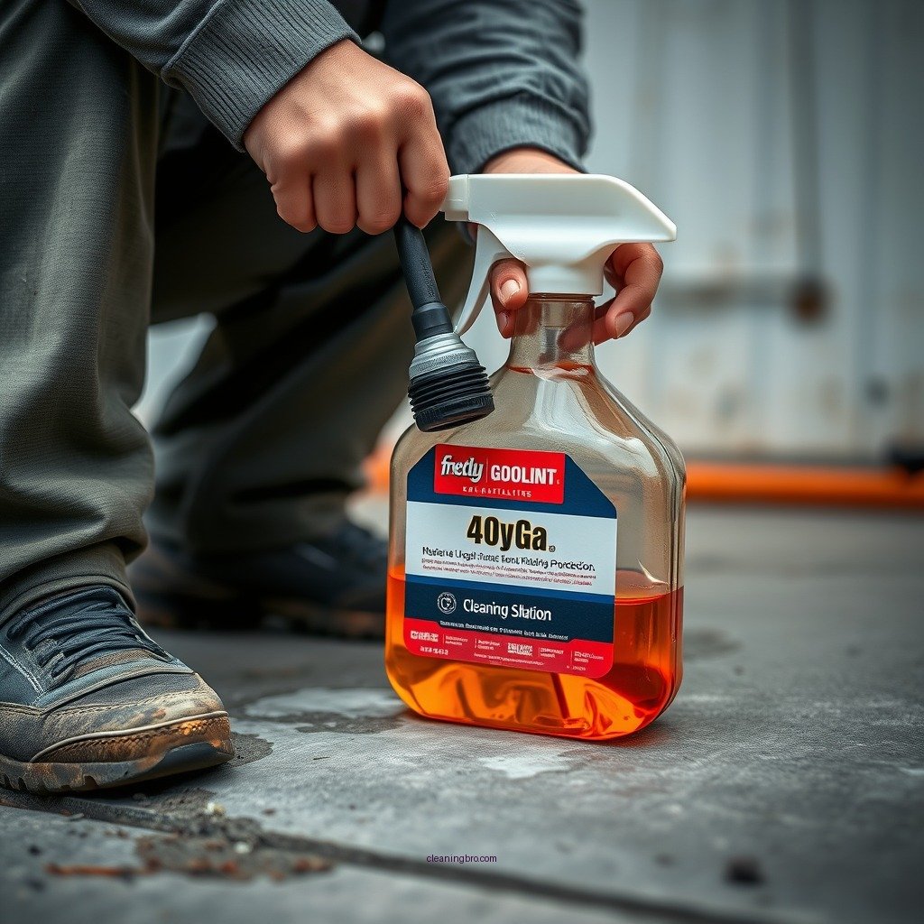 Applying a Cleaning Solution - how to clean gasoline off of concrete