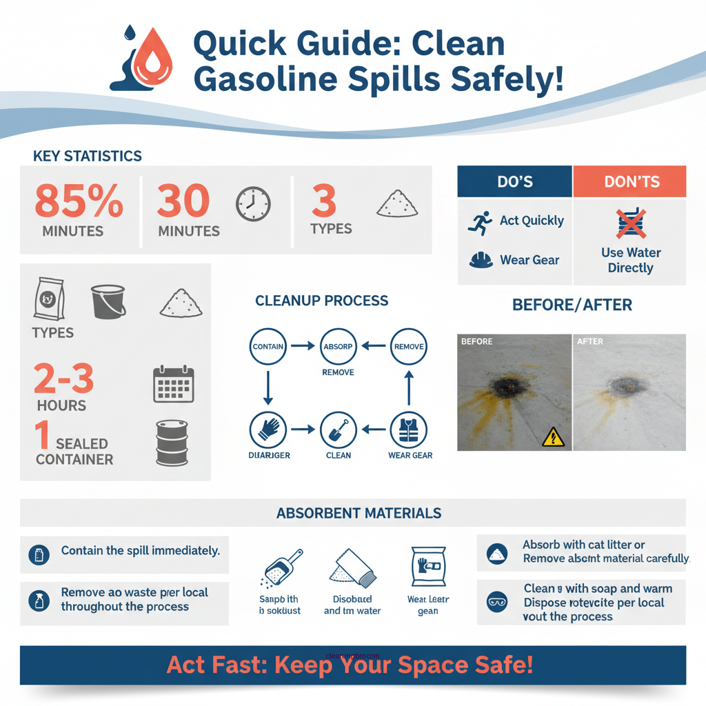 how to clean gasoline spill on concrete - Data Infographic and Statistics