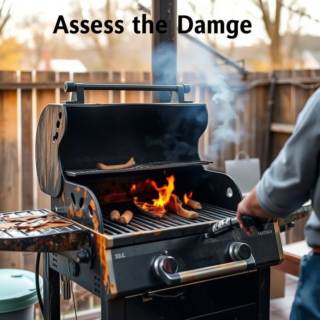 Assess the Damage - how to clean grill after grease fire