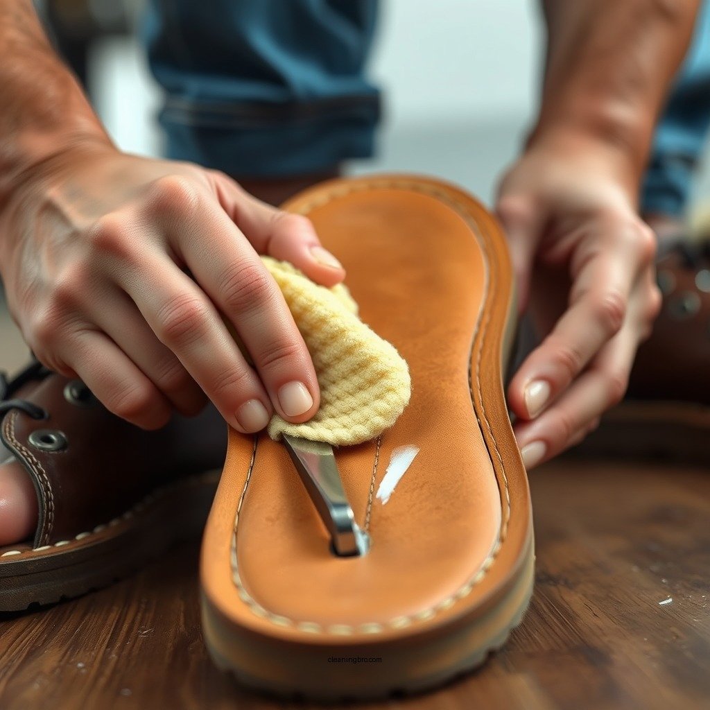 Step-by-Step Cleaning Process - how to clean leather insoles of sandals