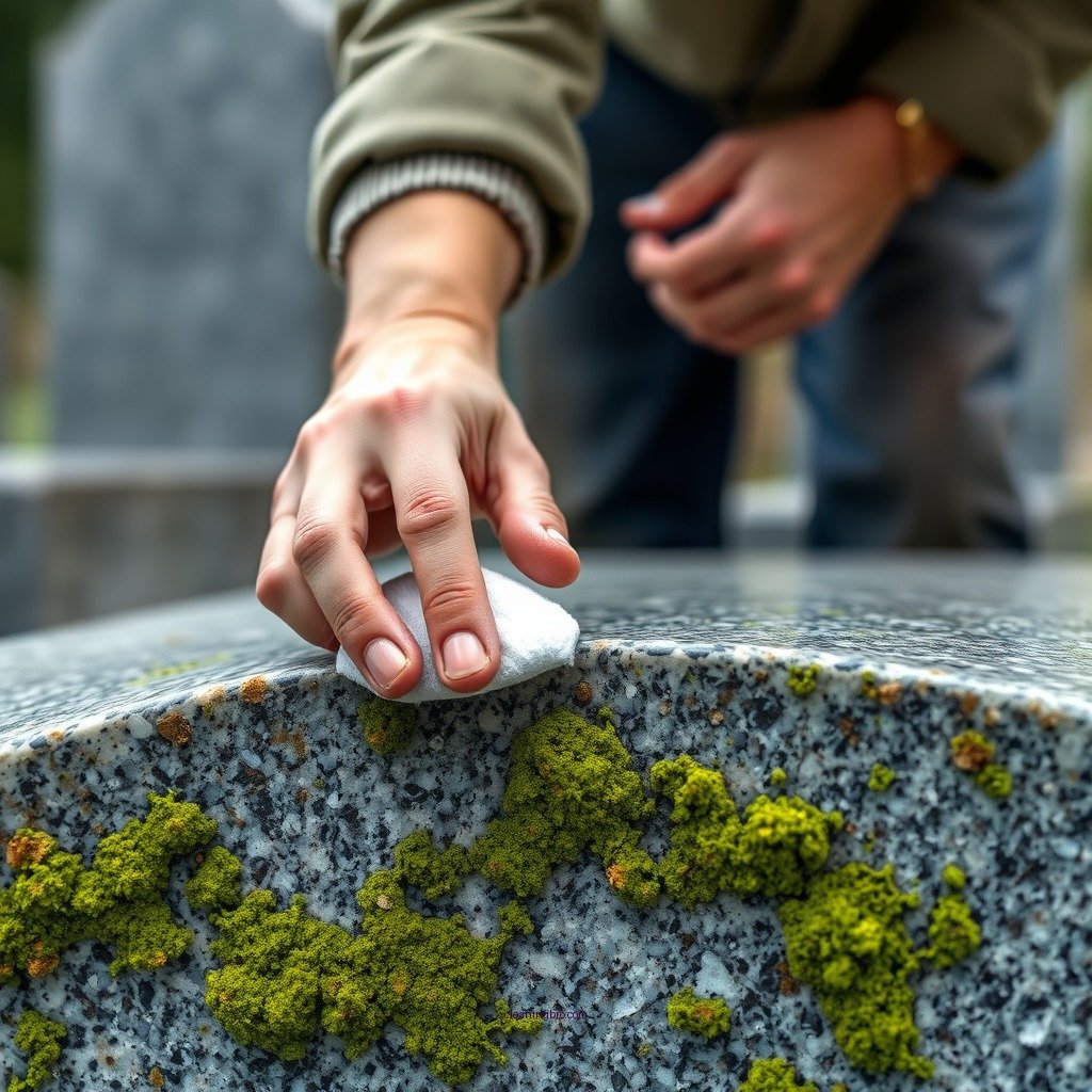 Step-by-Step Cleaning Process - how to clean lichen off granite tombstones