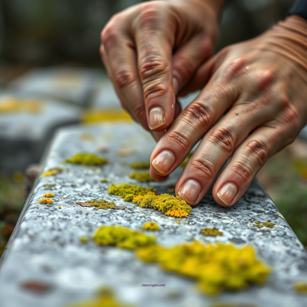 Step-by-Step Cleaning Process - how to clean lichens on gravestones