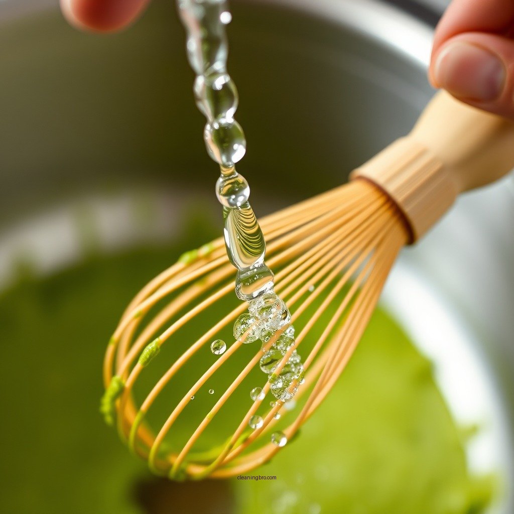 Rinsing the Whisk - how to clean matcha whisk for the first time
