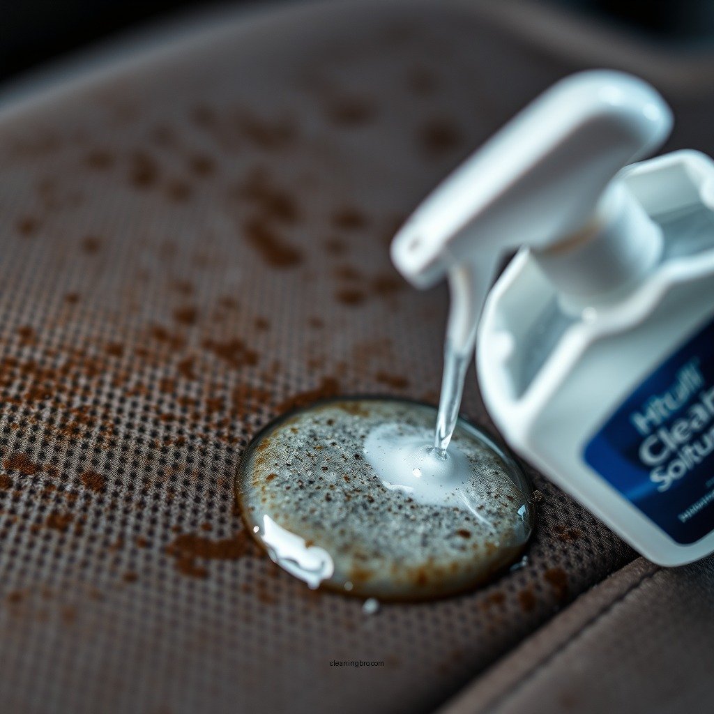 Apply Cleaning Solution - how to clean mold in car upholstery