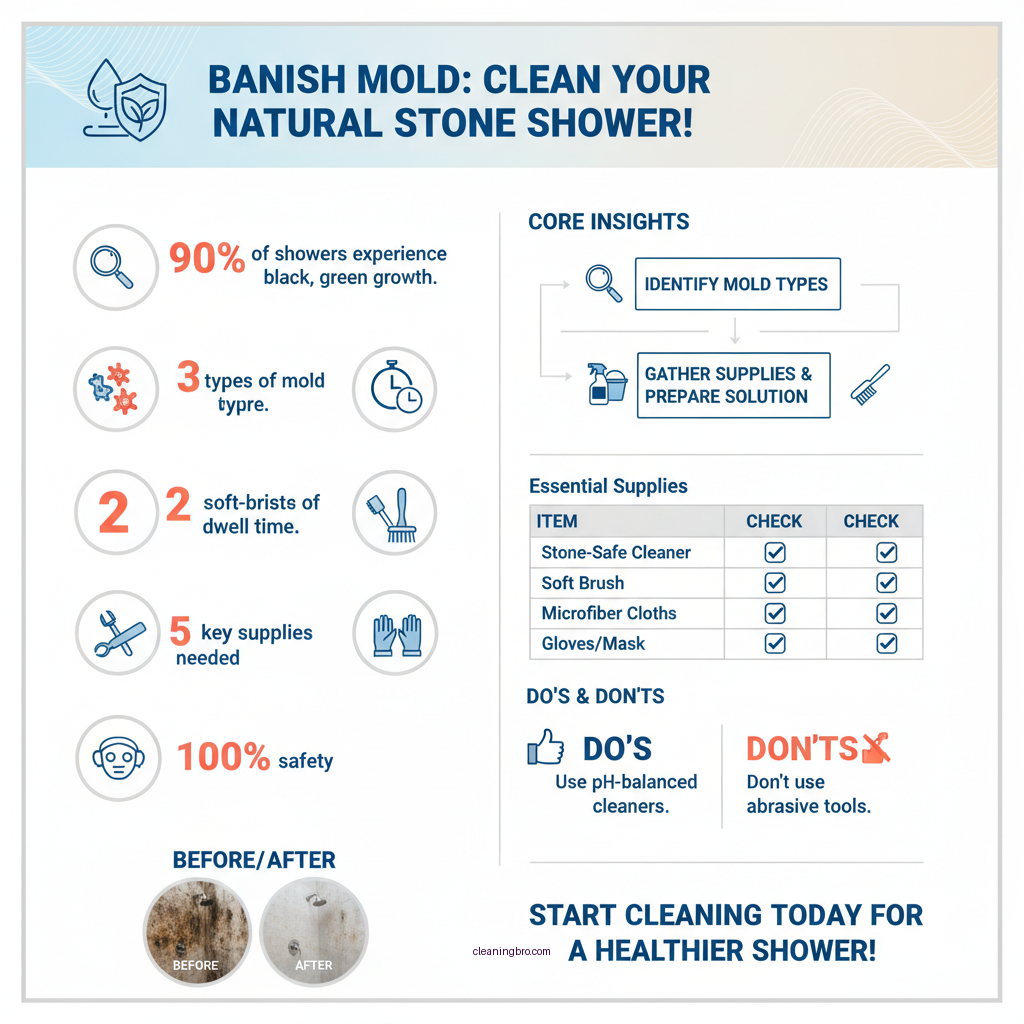 how to clean mold off natural stone shower - Data Infographic and Statistics