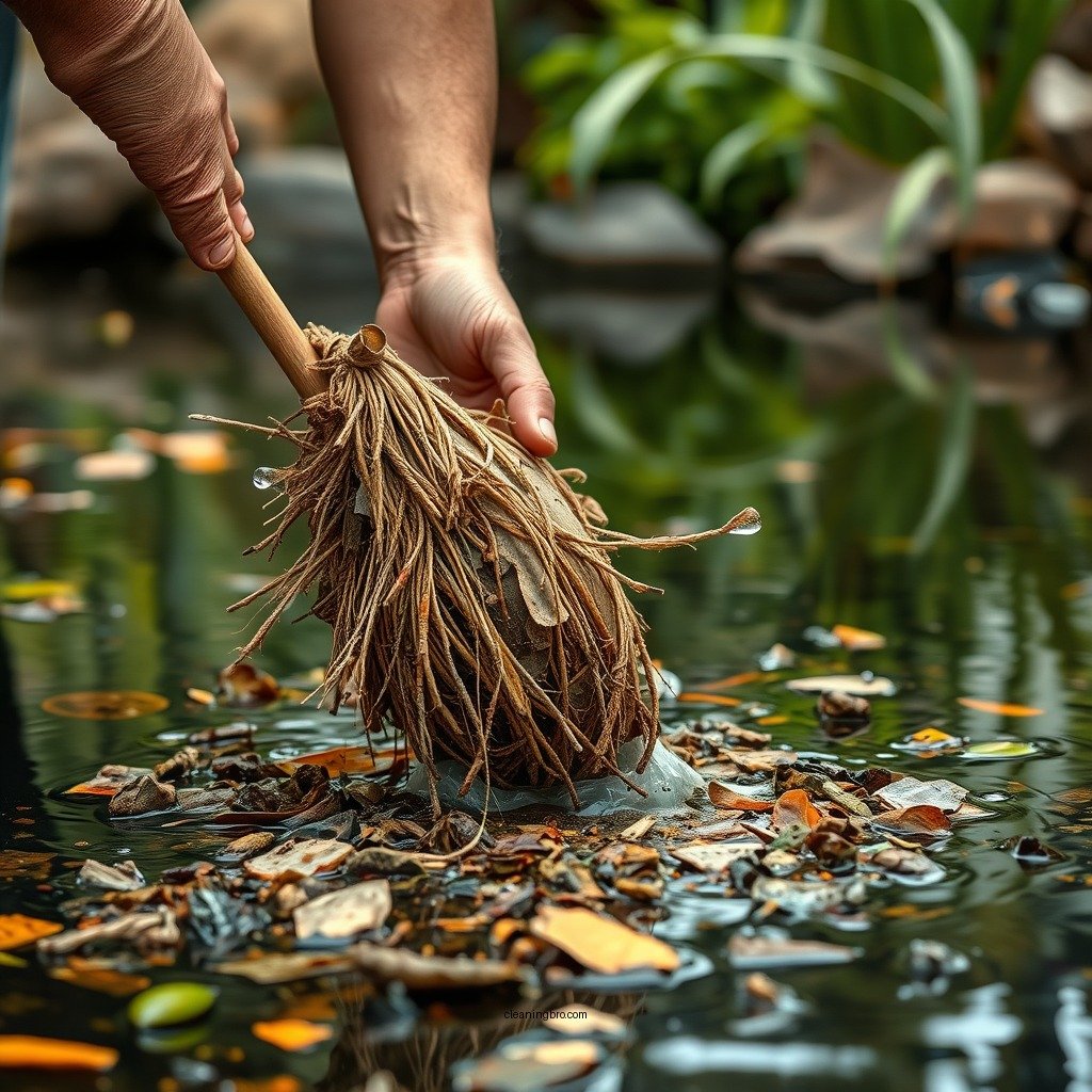 Removing Debris - how to clean natural pond