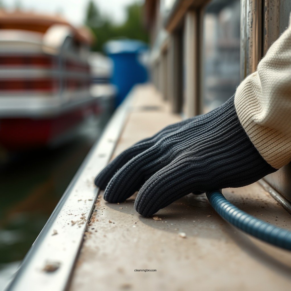 Apply the Cleaner - how to clean pontoon boat pontoons