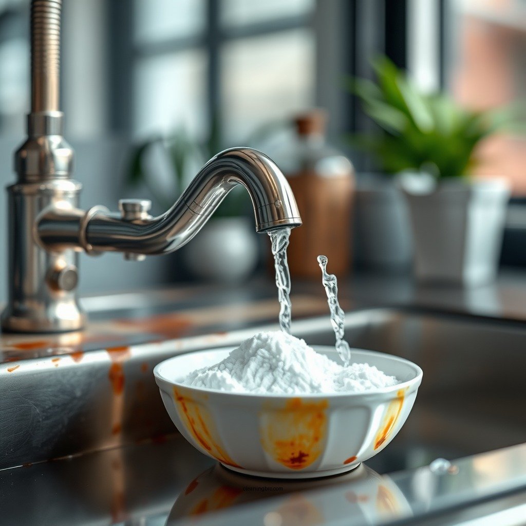 Using Baking Soda and Water - how to clean rust from stainless steel sink