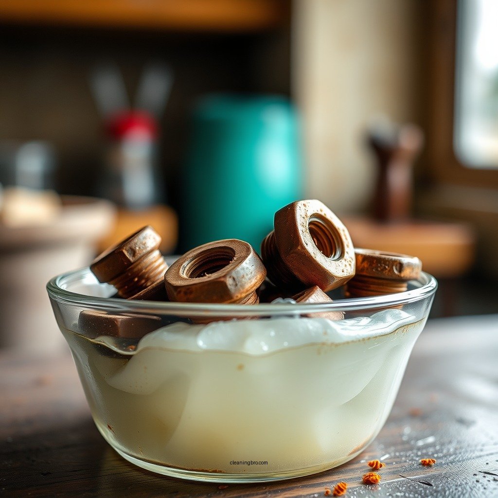 Method 1: Vinegar Soaking - how to clean rusty nuts and bolts