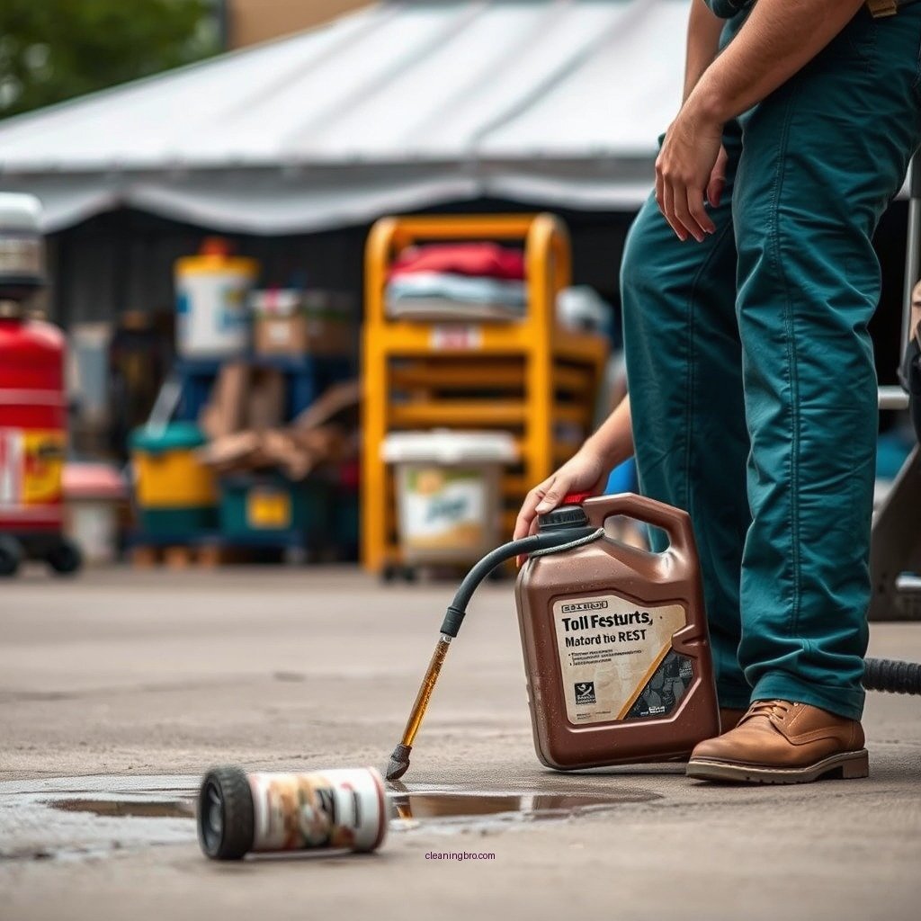 Gathering Supplies - how to clean spilled gasoline on concrete