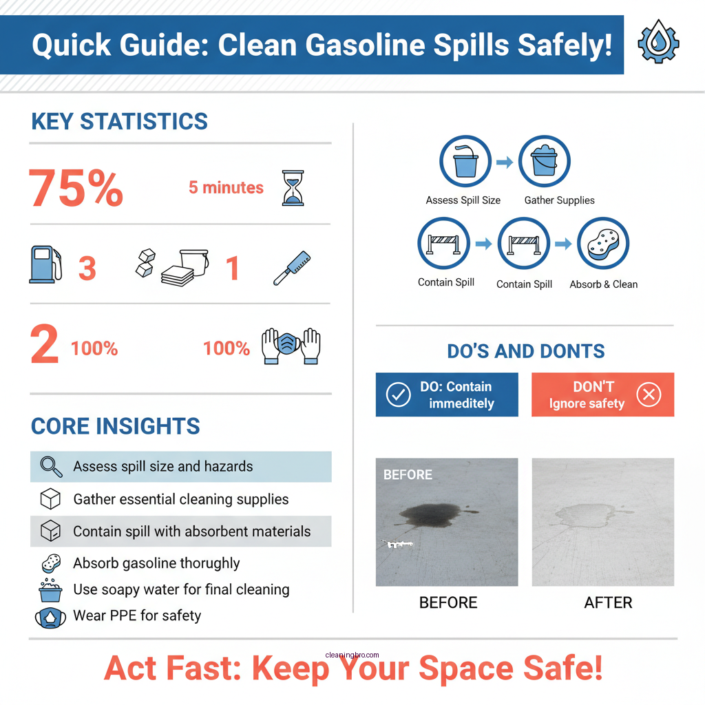 how to clean spilled gasoline on concrete - Data Infographic and Statistics