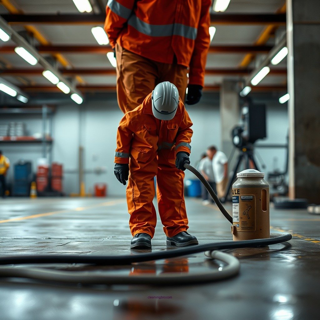 Safety Precautions - how to clean up gas spill on concrete