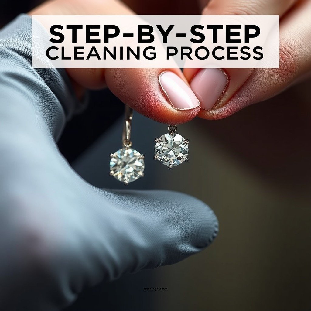 Step-by-Step Cleaning Process - how to clean white gold diamond earrings