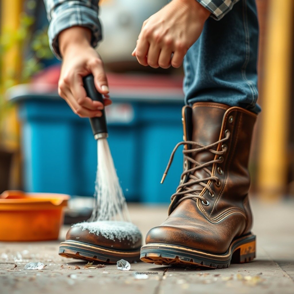 Step-by-Step Cleaning Process - how to clean work boots smell