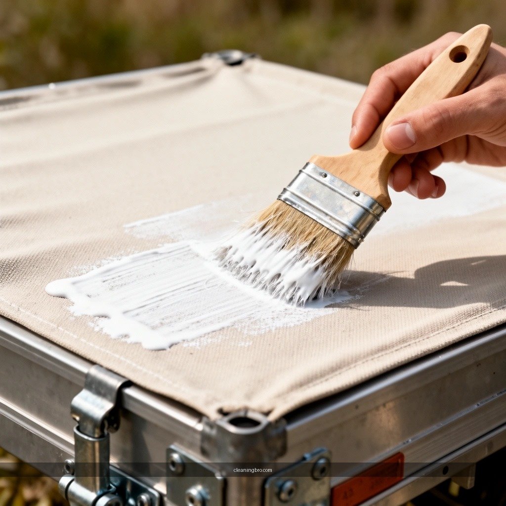 Brush Off - how to clean canvas on tent trailer
