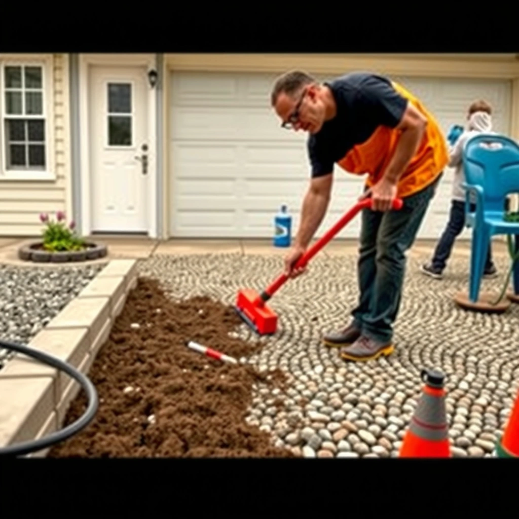 Dirt Stains - how to clean pebble concrete driveway