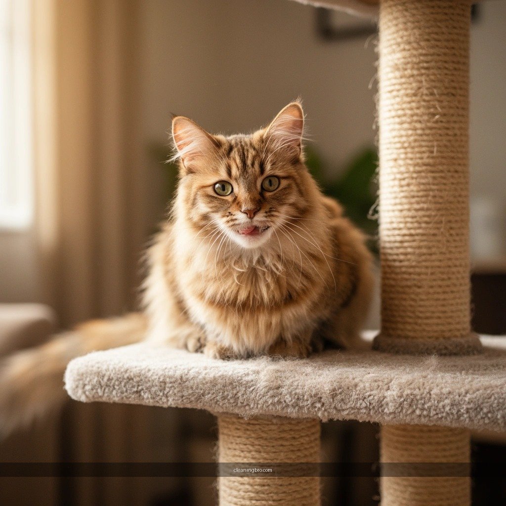 Loose Hair and Debris - how to clean a carpeted cat tree
